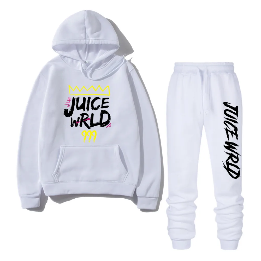 

2 Pieces Sets Tracksuit Men Rapper Juice Wrld Hooded Sweatshirt pants Pullover Hoodie Sportwear Sweat Suit Casual Sportsuits