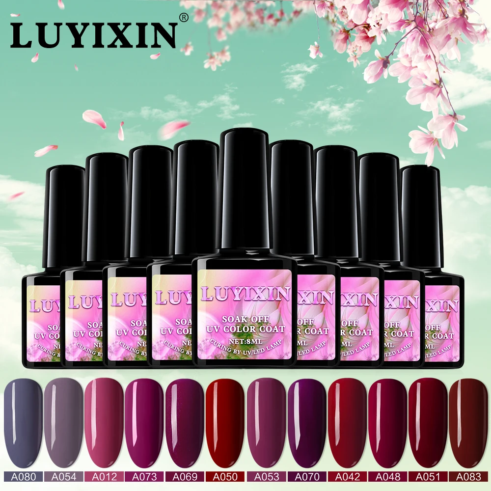 Гель-лак для ногтей LUYIXIN 120 цветов 12 шт. в комплекте черная бутылка УФ