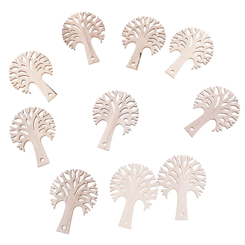 10pcs/set Wooden Tree Embellishments For DIY Crafts Party Wedding Decoration | Дом и сад