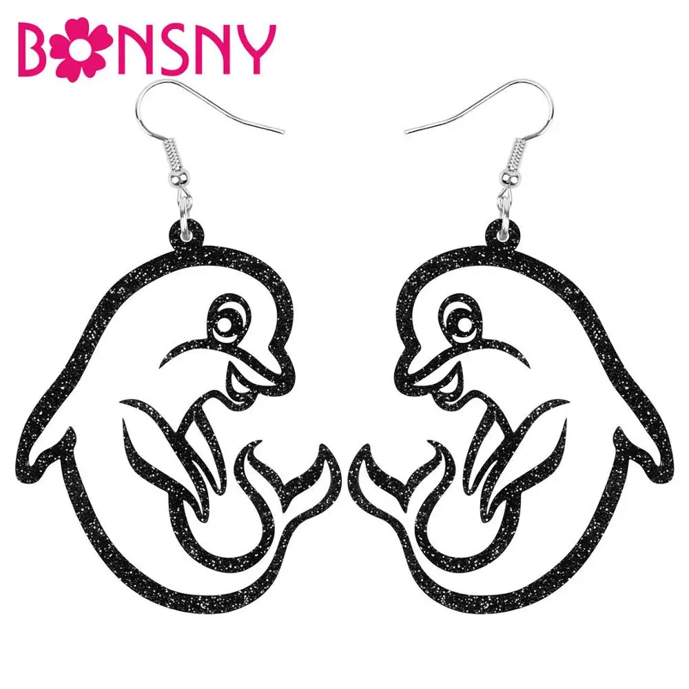Серьги подвески Bonsny в виде морского дельфина|Серьги-подвески| |