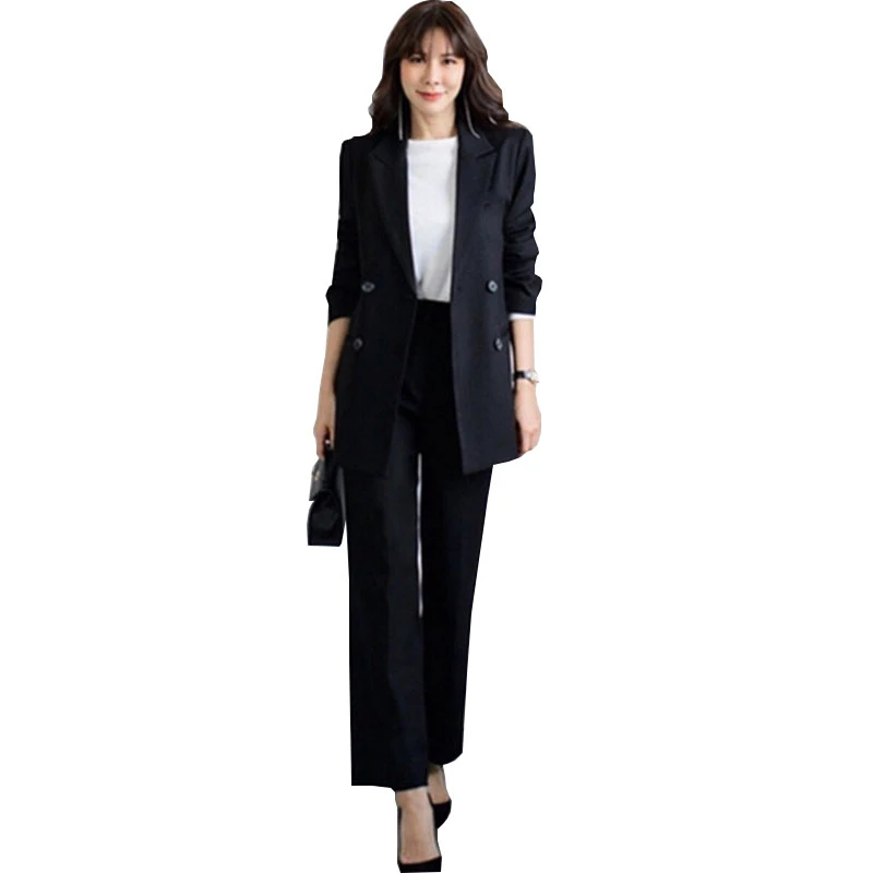 Loose Korean casual autumn and winter new OL suit black women's fashion large size temperament office dress suit two sets