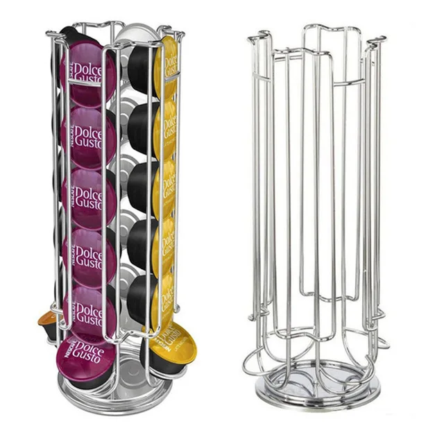 Держатель для капсул черного кофе 2020 года с поворотом, покрытый металлом нержавеющей стали, для хранения 24/30/32 шт. новых прямых стоек Dolce Gusto.