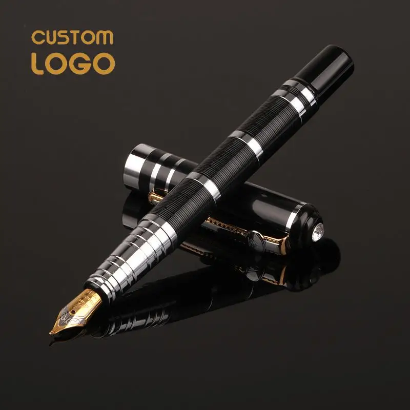 

Promotional Gift Customized Logo Fountain Pen Office Stationery Nib School Student Luxury Metal Fountain Pen 0.5mm Pens