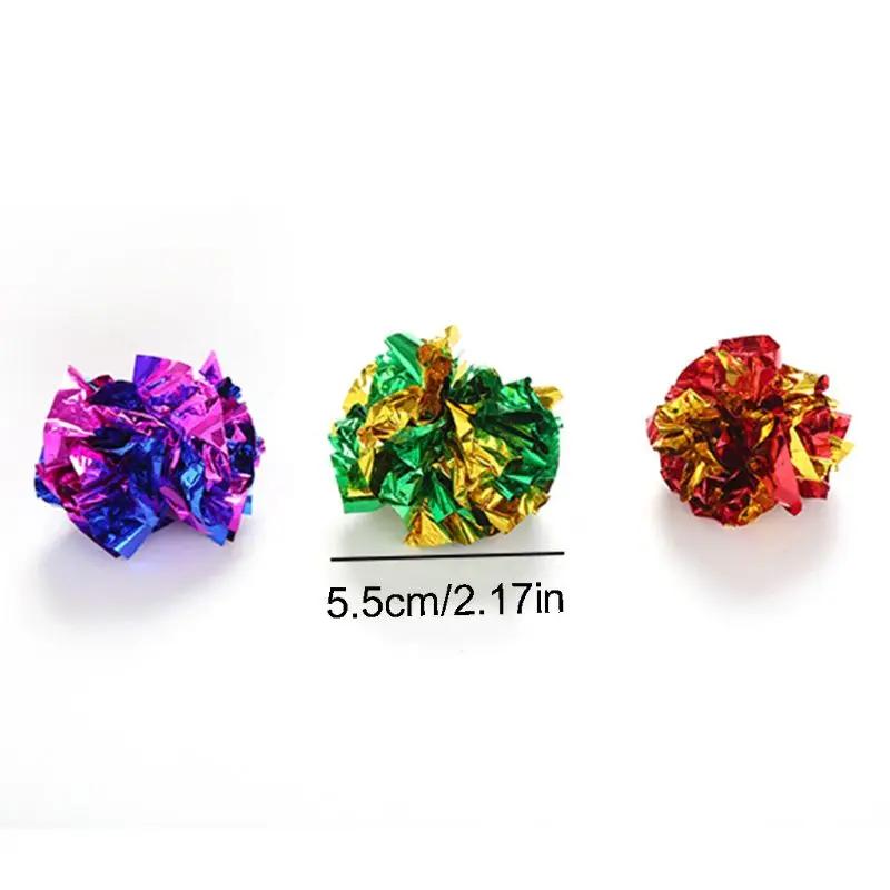 

48PCS Mylar Balls Cat Toy Shiny Crinkle Sound Shiny Ring Paper Kitten Crackle for cat toy