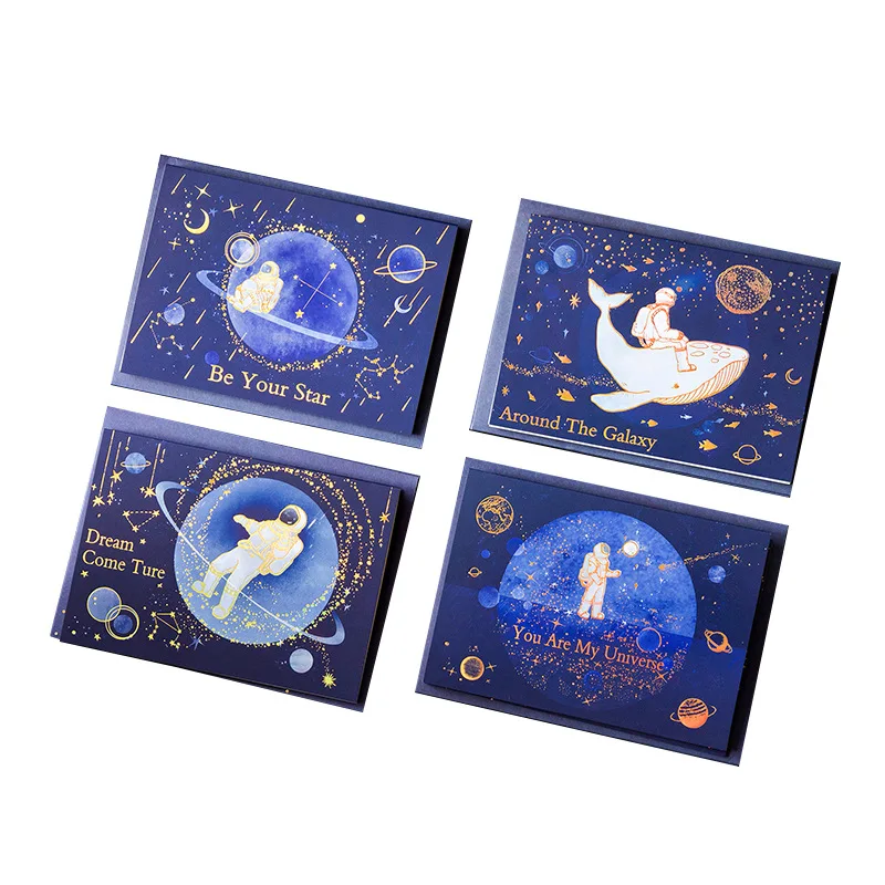 

2 greeting cards and 2 envelopes Galaxy universe Postcard Birthday Gift Card Set Message Card Letter Envelope Gift Cards