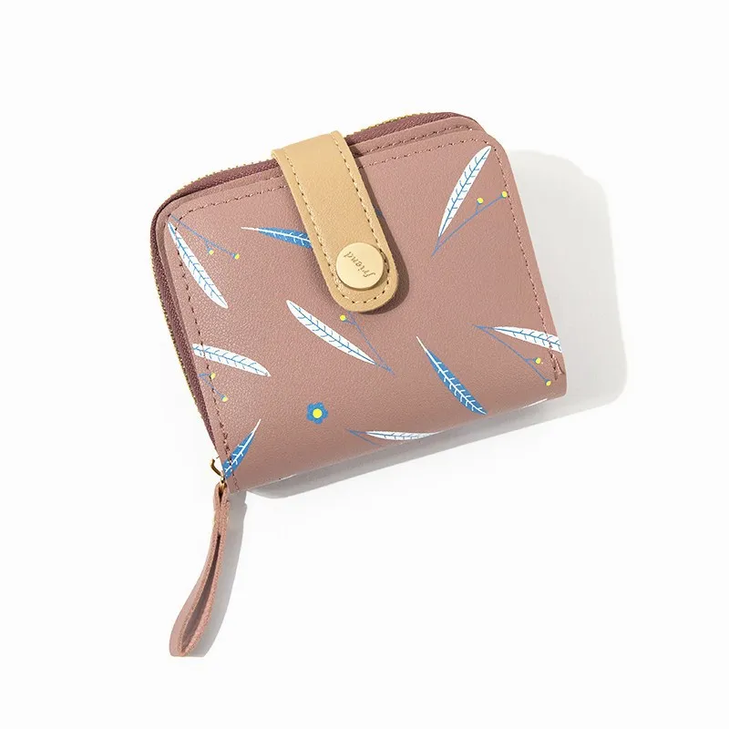 

Fashion Feather Woman wallet Short Small women's wallet new Zipper Hasp Leather purse women Cute Mini Girls coin wallet