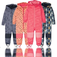 childrens soft shell jumpsuit for 2 10 years old boys and girls plus fleece jumpsuit windproof and rainproof jacket