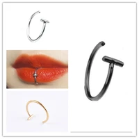 2p women lips rings medical titanium steel nose ring fake nose ring septum piercing clip mouth ring fake piercing body clip hoop
