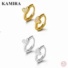 Камира 925 Стерлинговое Серебро модный уникальный богемный уха Пряжка любящее сердце циркон серьги Huggie серьги-кольца для женщин вечерние ювелирные изделия в стиле панк