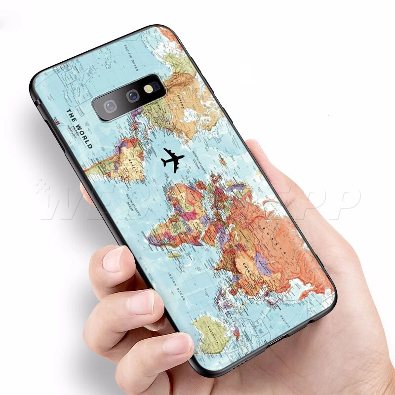 Webbedepp розовый мир чехол "карта" для samsung Galaxy S7 S8 S9 S10 Edge Plus Note 10 8 9 A10 A20 A30 A40 A50 A60 A70