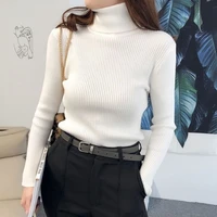 women spring autumn turtleneck sweaters pullovers tops sweater lady black white pullover jumper knitted warm basic tops