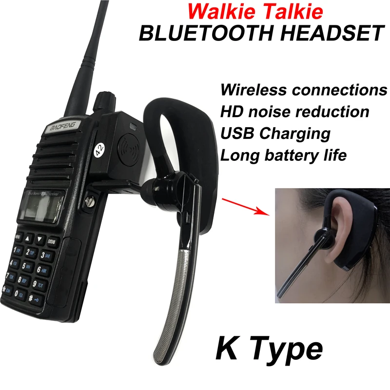 2021 портативная рация Bluetooth беспроводные наушники PTT наушники гарнитура Handfree микрофон для BaoFeng UV-82 UV-5R двухстороннее радио