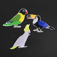three computer embroidered bird patches for clothing ironing diy decoration shoes hat iron self adhesive and washable