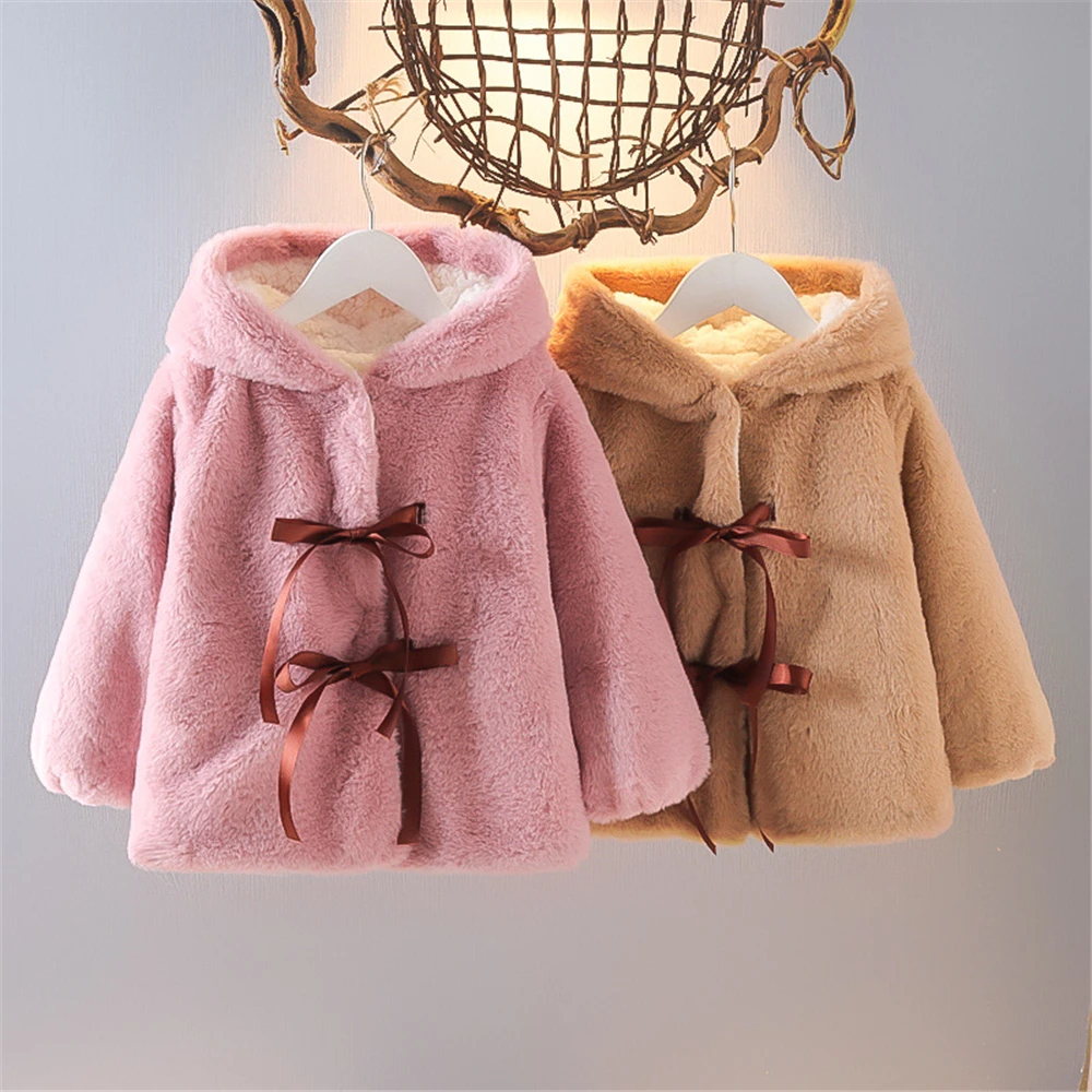 

New Autumn Winter Girls Kids Fake Fur Chashmere Coat Comfortable Thick Warm Cute Baby Overcoats Children Clothing