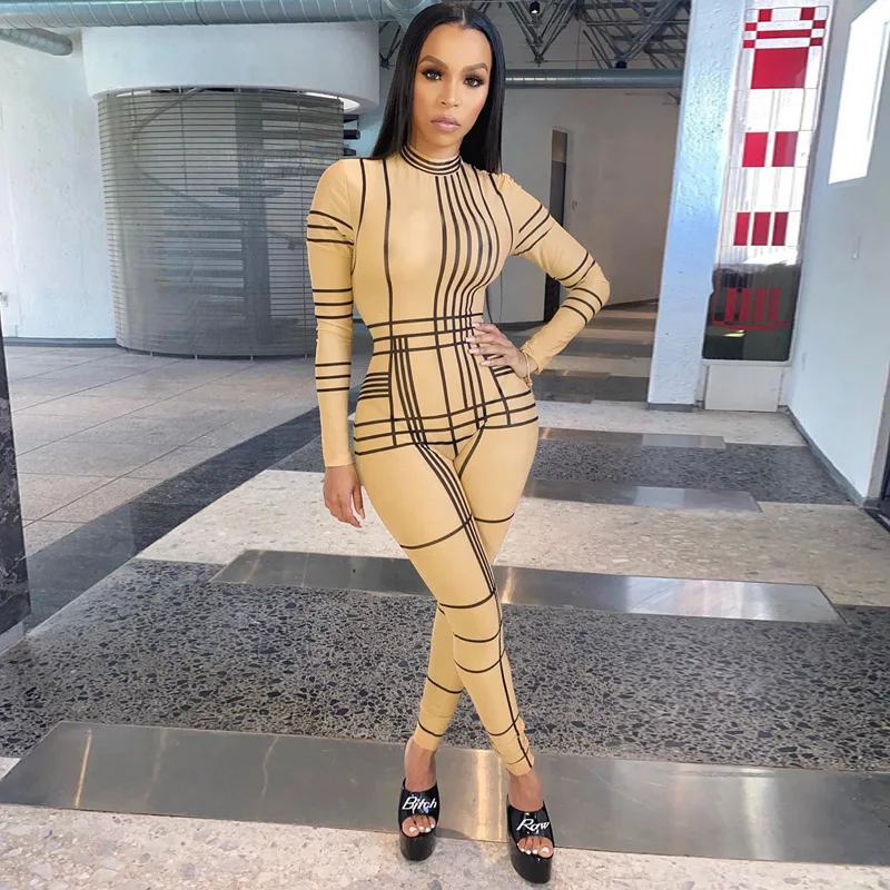 Женские комбинезоны с принтом змеи летние молнией спереди и длинным рукавом