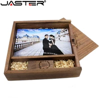 jaster free custom logo photography walnut photo album usb box usb flash drive u disk pendrive 8gb 16gb 32gb 64gb wedding gift