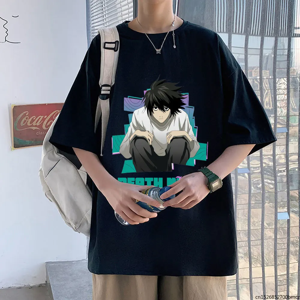

Personality Japanese Anime T-shirt Death Note Tshirt Short Sleeve Tee Hip Hop Style Streetwear Korean Trend T Shirt