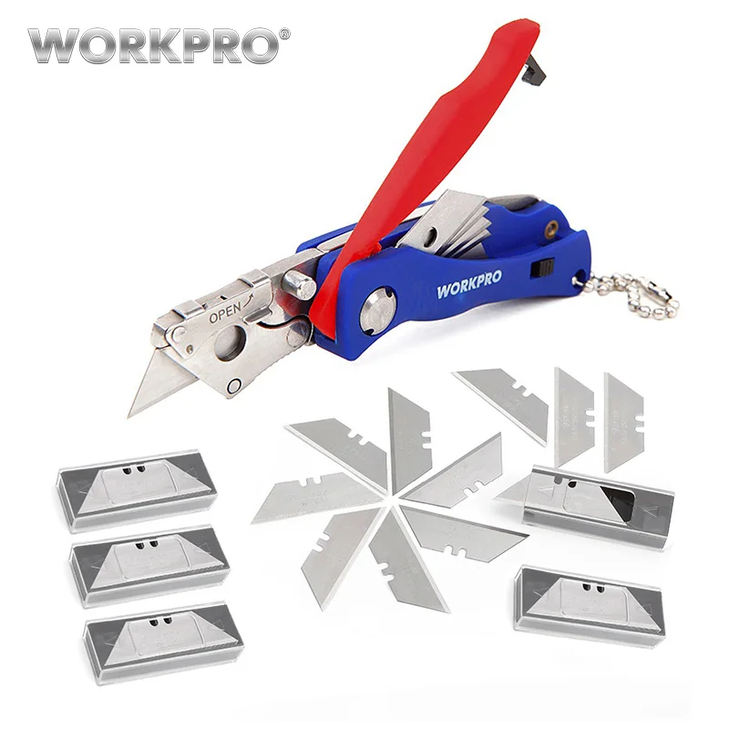 WORKPRO Portable Folding Knife with 55 Blades Pocket Knife Key Chain Knife Mini Camping Key Ring Knife Tool Free Shipping