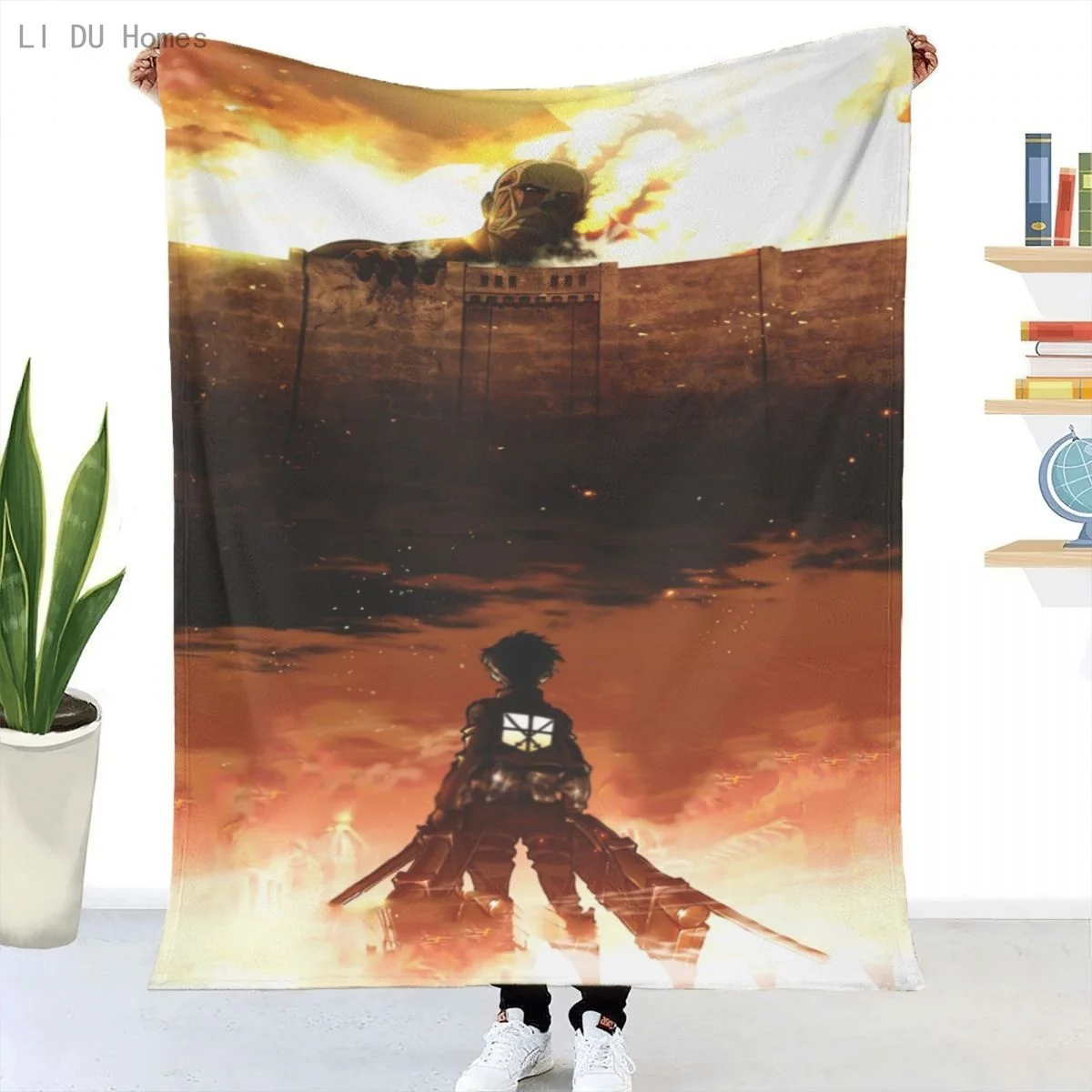 

Флисовое фланелевое одеяло Эрена из аниме «атака на Титанов», покрывало Levi Ackerman, с коллажем, ультрамягкое покрывало для кровати