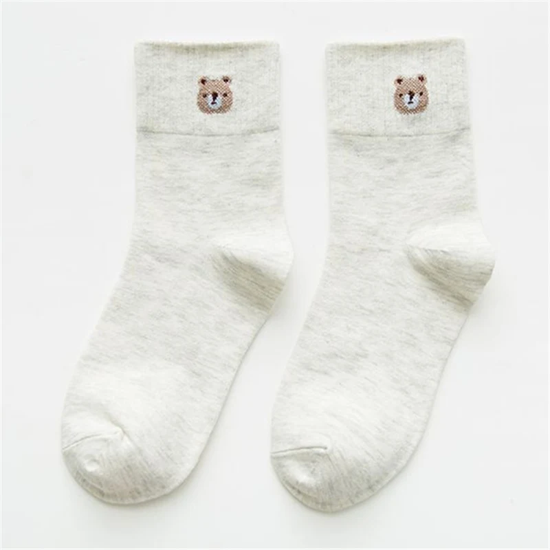 Beige Bear Tube Милые фрукты овощи узорчатые хлопчатобумажные носки теплые, мягкие женские Носки apple клубника арбуз персики типа "банан" Сосна apple Sokken - Цвет: Beige Bear Tube