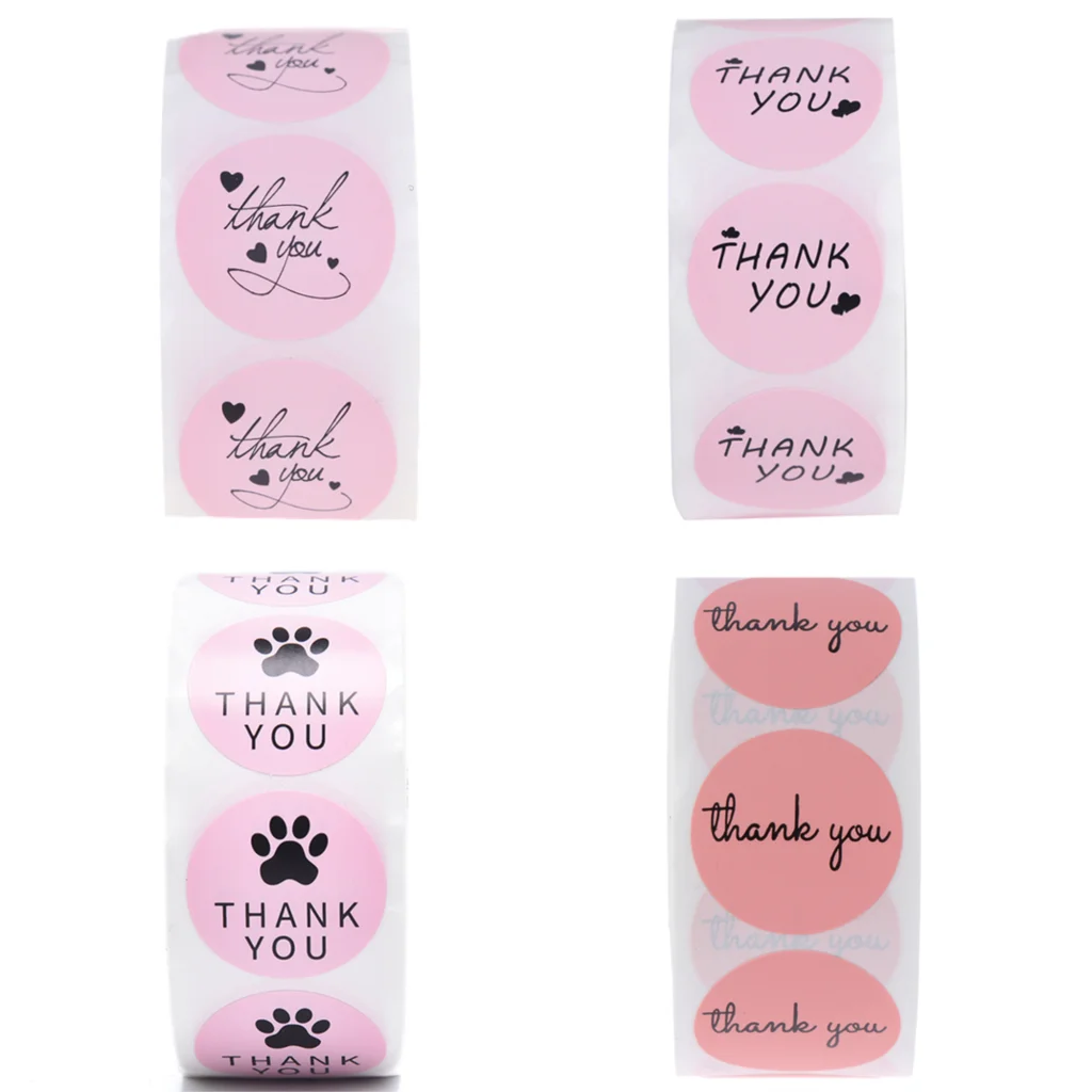 

500 шт. розовый спасибо Стикеры s уплотнение Labes "собачья лапа" подарока по требованию стикер для канцелярских товаров Стикеры