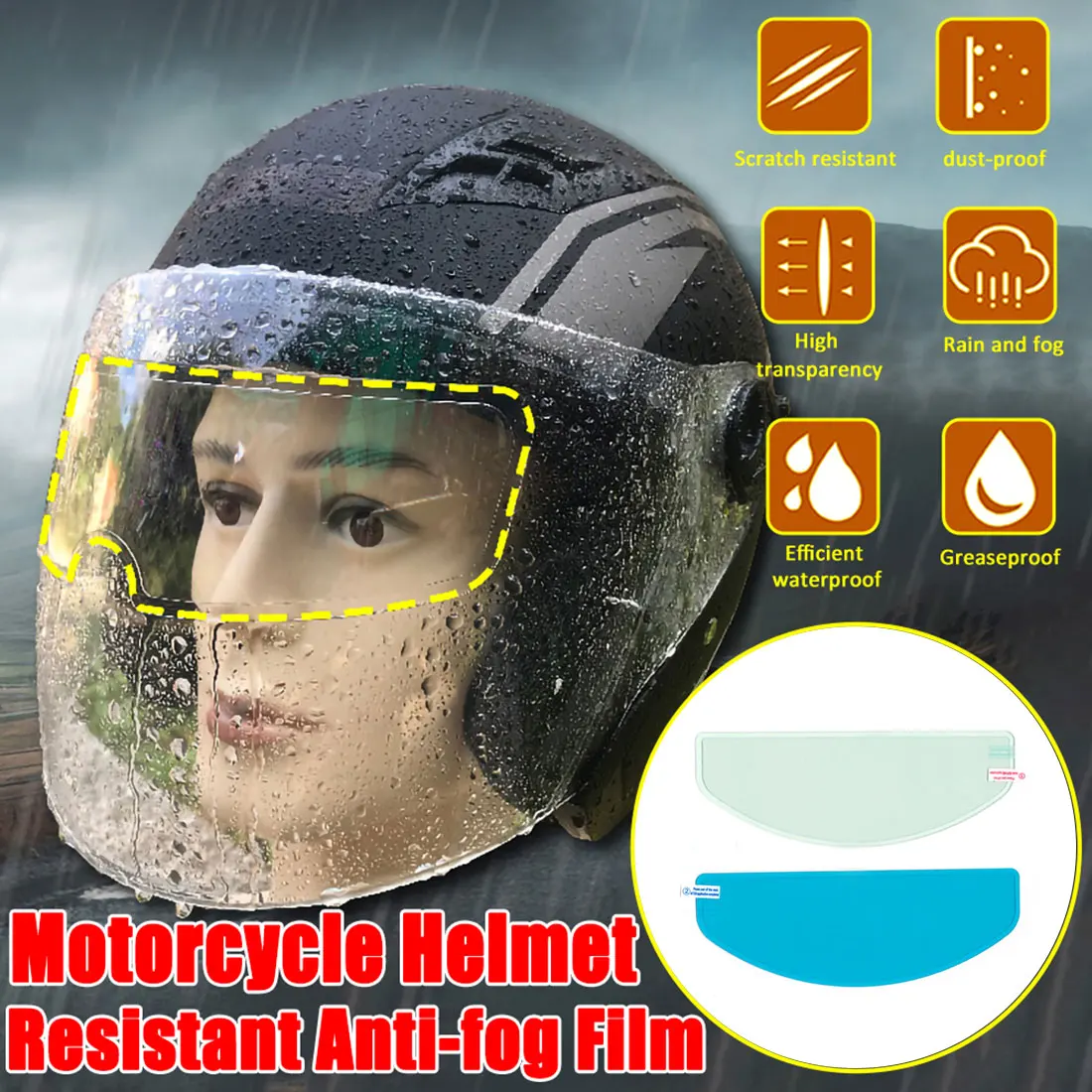 

Anti-Fog Clear Patch Film Rainproof Helmet Lens Film For Motorcycle Visor Shield Fog Resistant Moto Racing car Accessories