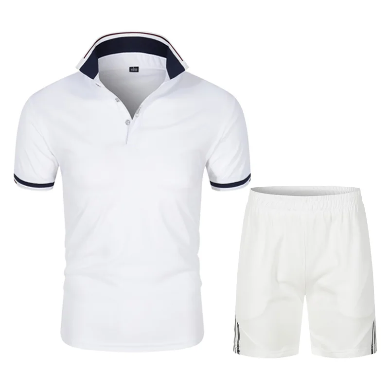 

21 new style Track Suit Men Slim Polo T Shirt + Shorts Set Casual Solid Tracksuit Male Leisure Men's Top and Pant Suit Sweat S