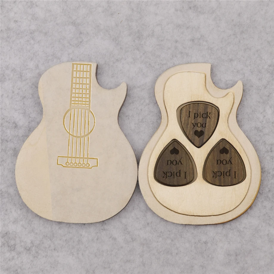 Гитарная коробка с заказной деревянной гравировкой держатель медиатора