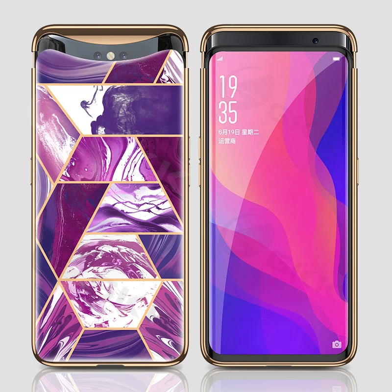 

GKK Original Case For OPPO Find X Case Tempered Glass Pattern Anti-knock Plating Edge Protection For OPPO Find X Cover Fundas