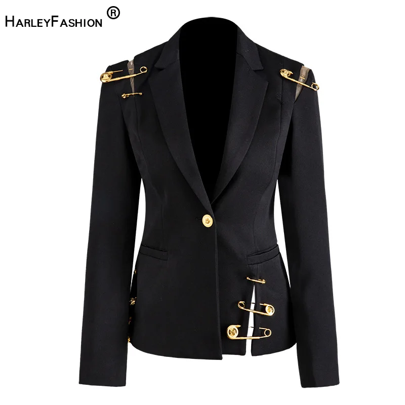 HarleyFashion High Street стильный женский блейзер с одной пуговицей сетчатый лоскутный
