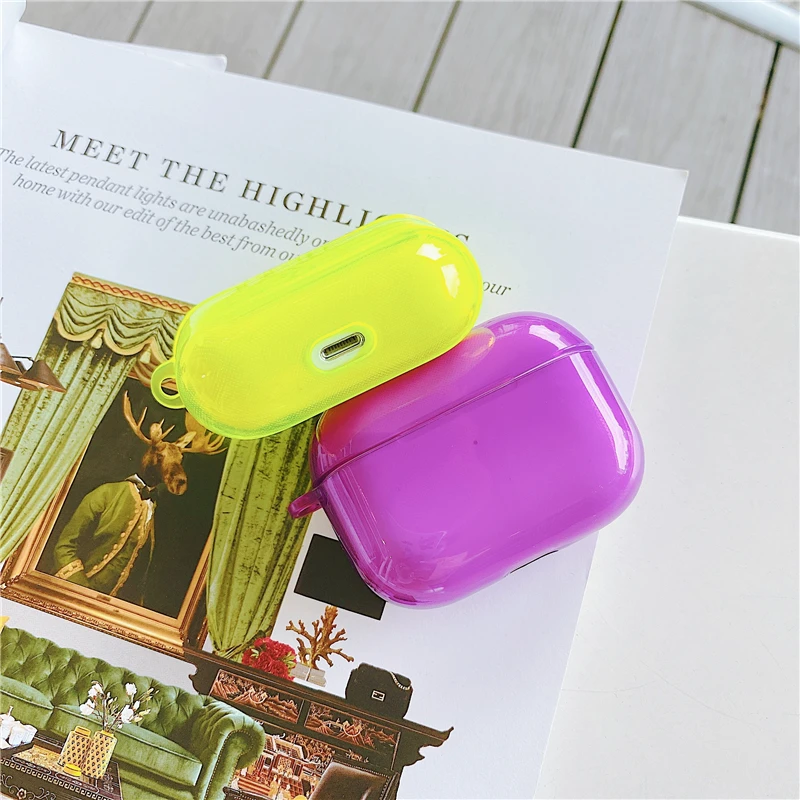 

Neon Fluorescent Color Case For Airpods Pro 3 Wireless Earphone Soft Silicone Cases For Air Pods 1 2 Bluetooth Headphone Box