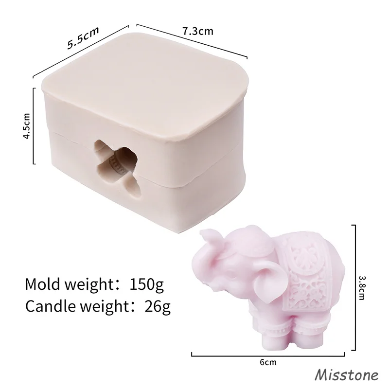 

Elephant Silicone Candle Mold DIY To Make Plaster Resin Model Fudge Ice Chocolate Cake Tool Soap Holiday Gif