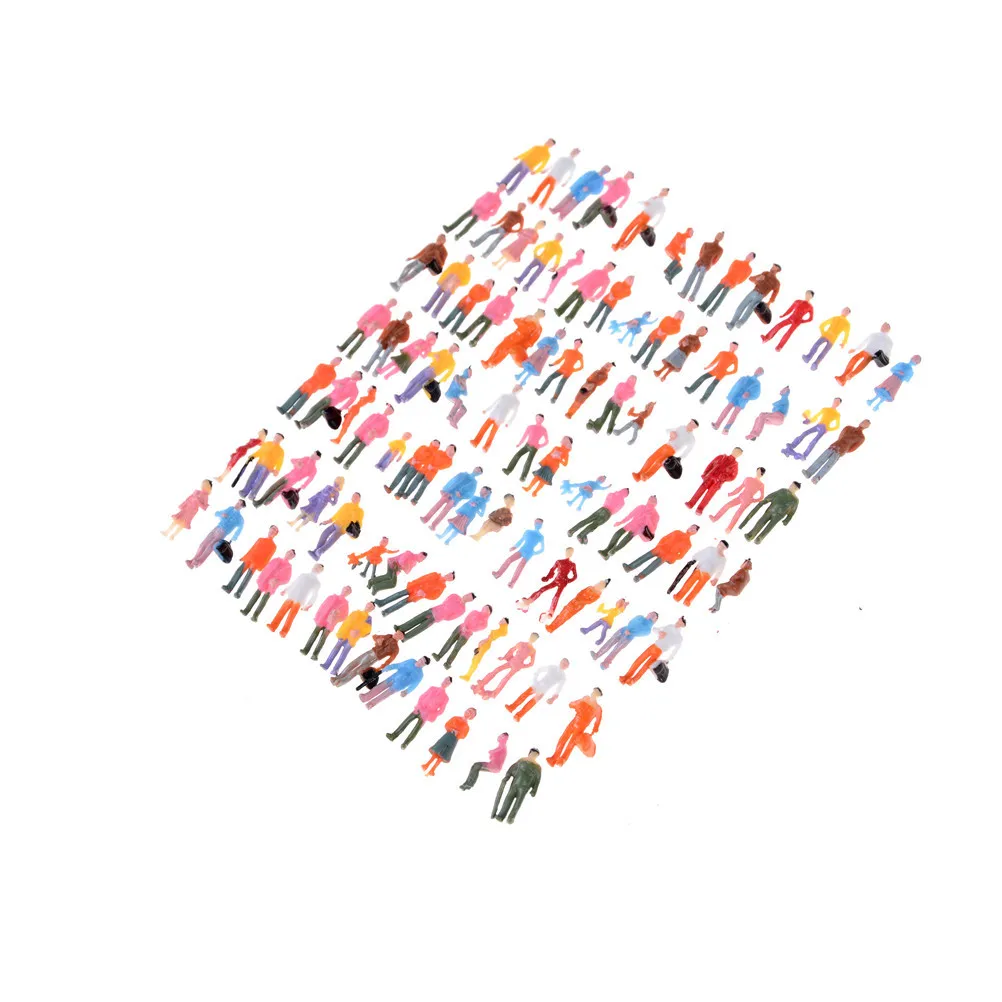 

100pcs Street Passenger People Figures Model People Train Park Miniatures Plastic N Scale 1:150 Mix Painted Model People