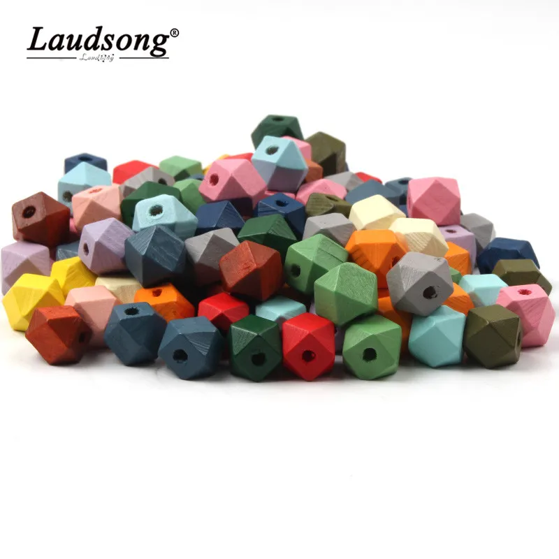 Разноцветные Восьмиугольные деревянные бусины 10 мм для креативного
