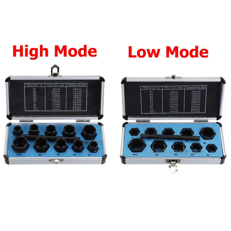 

11pcs/Set Damaged Bolts Nuts Screws Remover Extractor Removal Tools Set Threading Tool Kit Black Nuts And Bolts Extractors Box