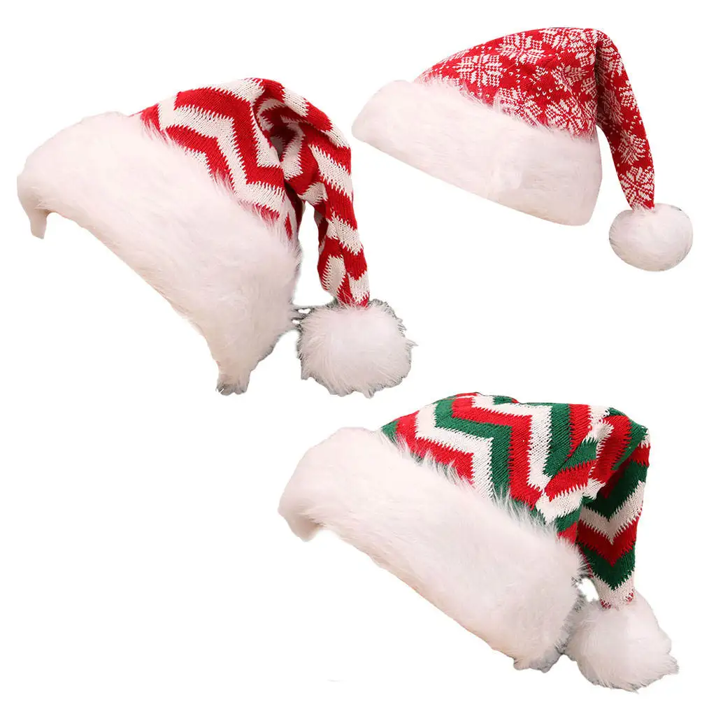

Adults Christmas Hat Ornament Santa Hat Costume Decor Xmas Knitted Christmas Hat Keep You Warm Presents