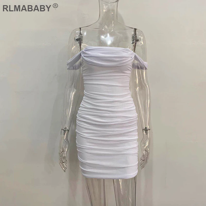 Пикантное Сетчатое платье RLMABABY с открытыми плечами женское облегающее