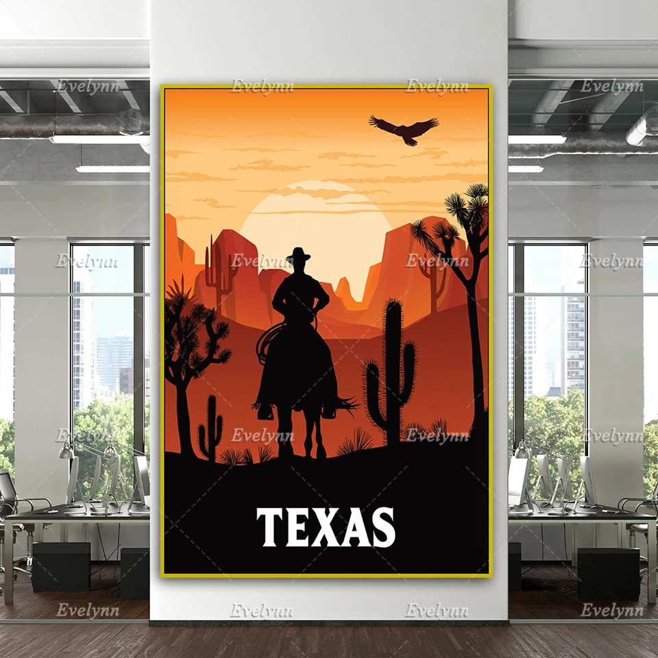 

Texas Travel Print, Texas Travel Poster, Retro Travel Print, Retro Travel Poster, Home Decor Canvas Wall Art Prints Unique Gift