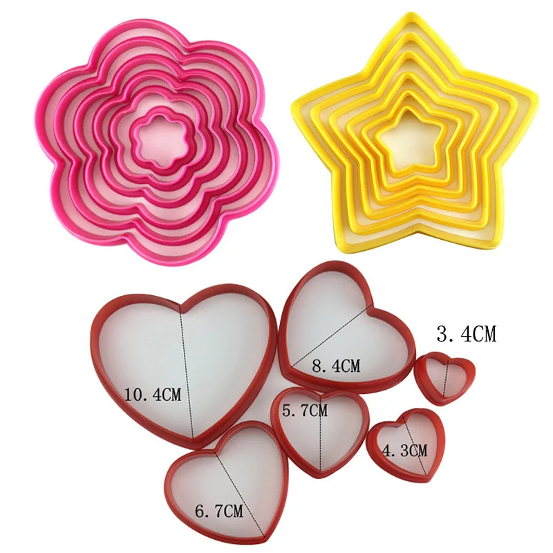 

Five-pointed star love shape Fondant Embosser Flower Cookie Cutters Biscuit Molds Icing Embossing Decorating Cutter Cake Tools