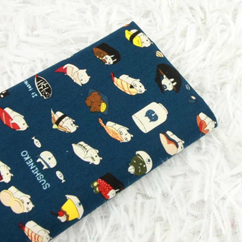 

Half Yard Thin Cotton Fabric With Japanese Bread Cat Print Handmade DIY Bag Garment Dress Sewing Tissue 100% Cotton CR-621