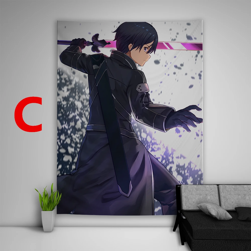 Canvas Painting Nordic Posters and Prints Wall Art for Living Kids Room Decor Sword Online Kirito Yuuki Asuna Pictures | Дом и сад