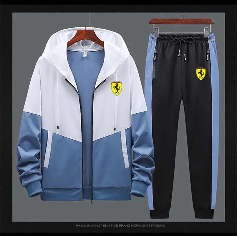 

Personalized sweater pants suit men's new fashion brand Ferrari print fashion hooded pullover long-sleeved sweater pants outdoor
