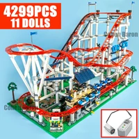 new 4299pcs motor roller city idea amusement park coaster fit 10261 streetview building block brick toy gift birthday
