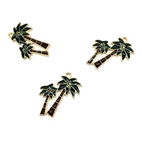 10pcslot fashion dripping oil coconut tree alloy accessories pendant 20 526mm gold back plant coconut tree enamel charm