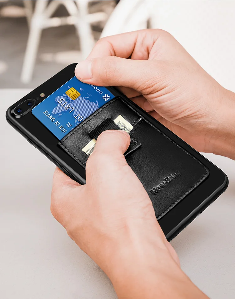 NewBring, ультра тонкий, натуральная кожа, универсальный, задний ID держатель для карт, для телефона, бизнес, кредитный карман, 3 м, клейкий чехол, наклейка