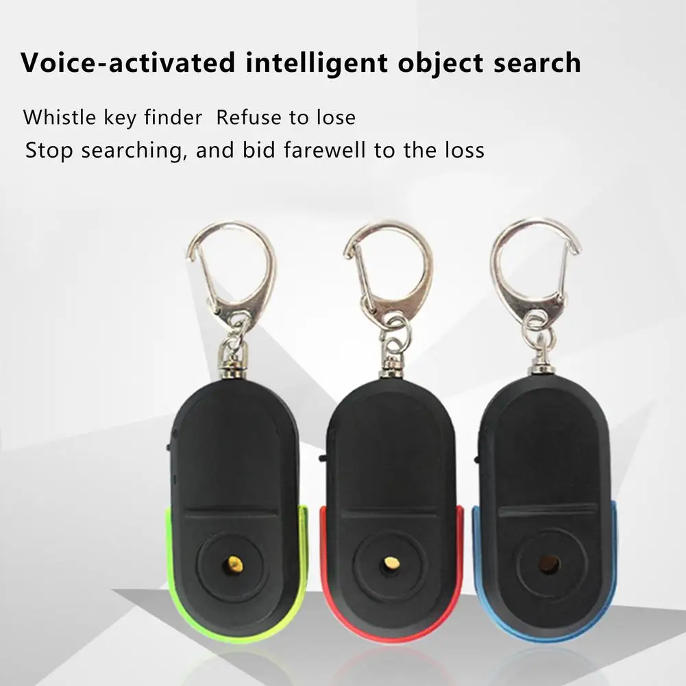 new key ring anti lost device voice control led whistle flashing beeping remote kids key bag wallet locators free global shipping