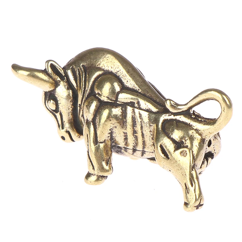 1 шт мини Портативный Ретро латунный бык брелок статуя орнамент Скульптура