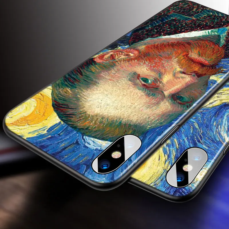 

Van Gogh Starry Night For Apple iPhone 12 11 Pro Max mini XS Max XR X 8 7 6 6S Plus 5S SE 2020 Soft Black Phone Case