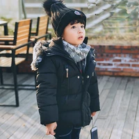 padded cotton padded jacket for boys and girls middle length cotton padded jacket pure color wool collared cotton padded jack