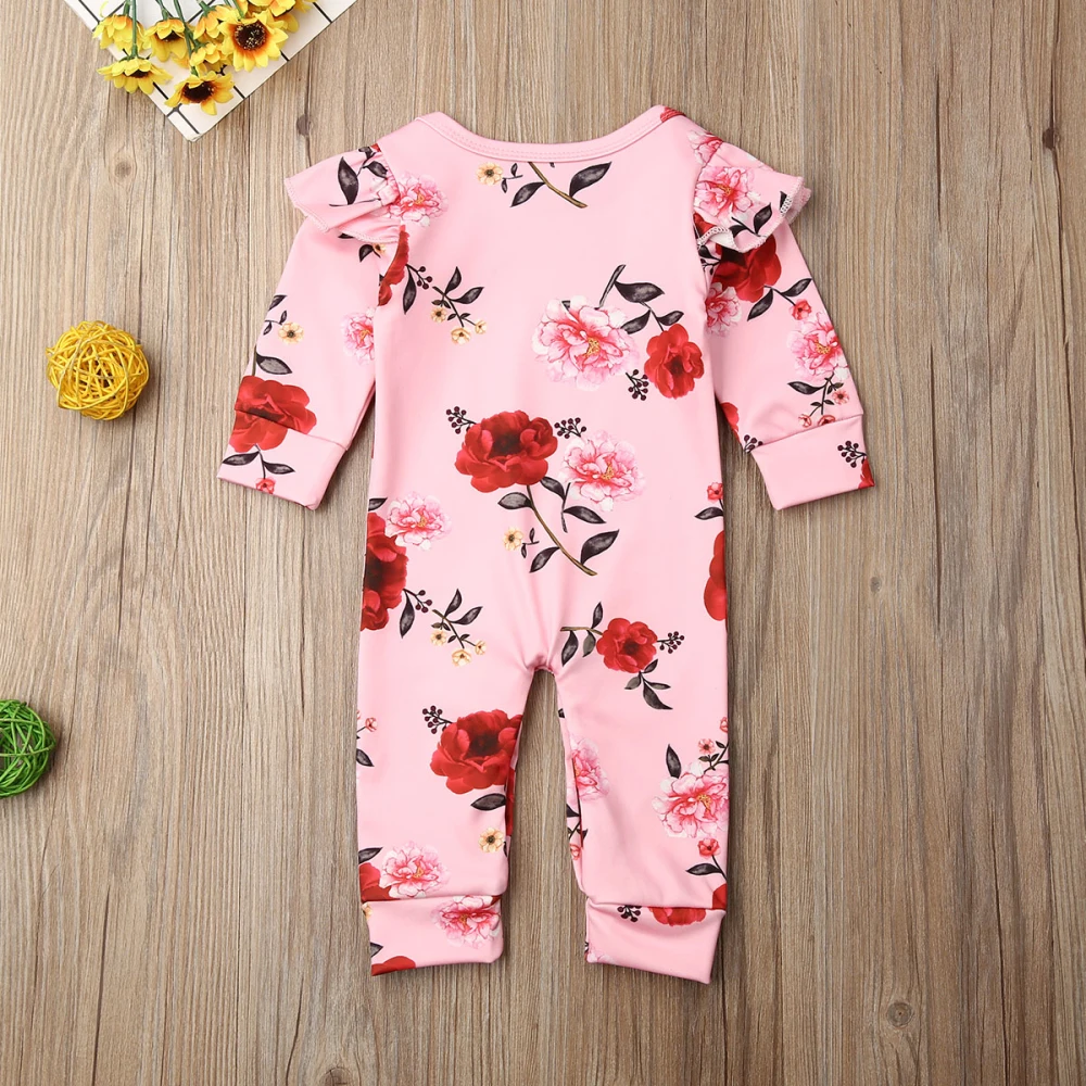 Комбинезон с цветочным принтом для новорожденных девочек комбинезон длинными